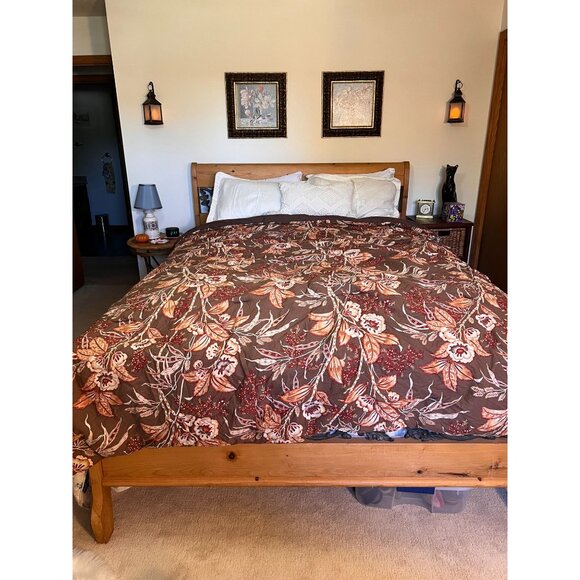 Martha Stewart Queen Size Floral Comforter Floral Print Comforter In Earthy Tone - Picture 14 of 14